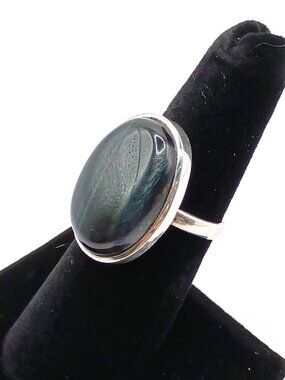 ESTATE LISTING Vintage Sterling Silver Tiger's Eye Cabochon Signet Ring Size 7
